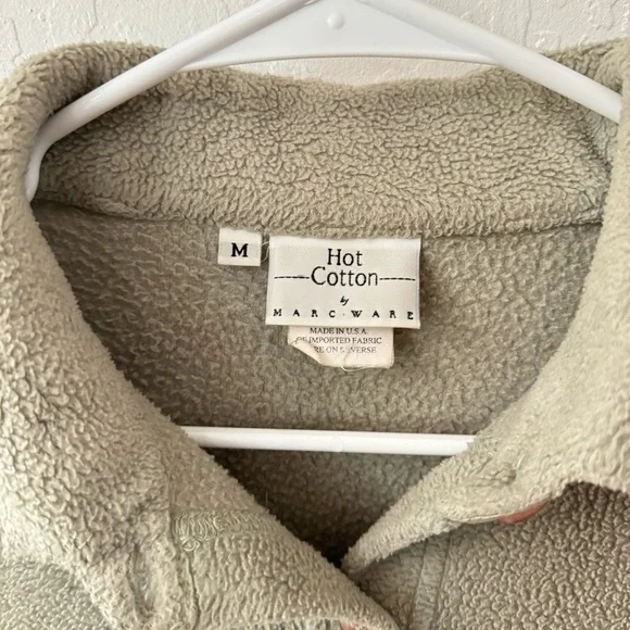 Vintage Hot Cotton By Marc Ware Sage Green Teddy Sherpa Button Down Shacket M - Picture 2 of 15